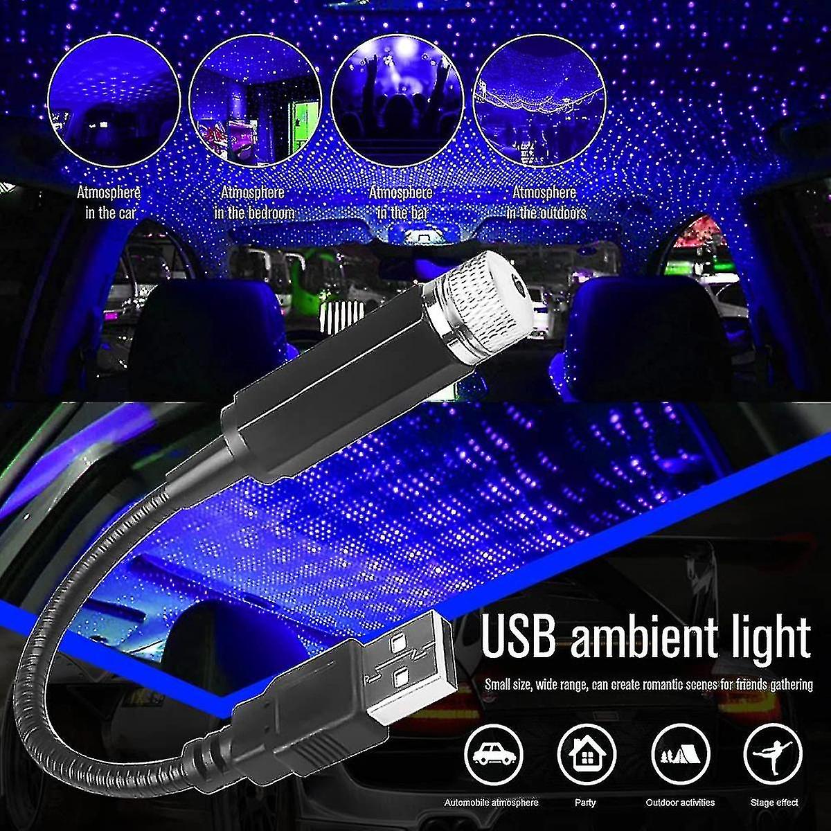 Usb Night Light Projector，car Roof Star Light 2-in-1 Projection Changes Automatically， Music Changes Synchronously Night Light，ceillight(blue-purple)