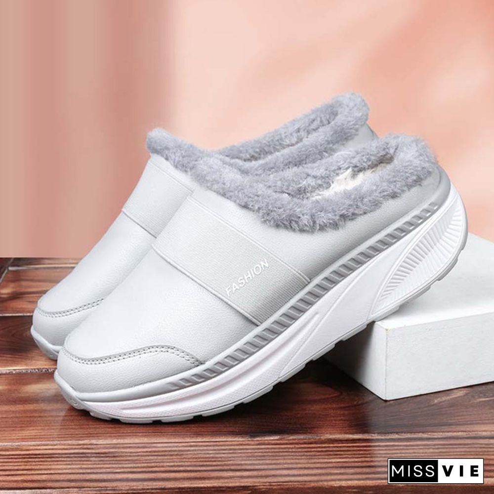 Trendying Winter Fashion Women's Wedge Shoes Ladies Cotton Slippers Comfortable Non-Slip Fitness Shoes Warm Shoes Size 35-42