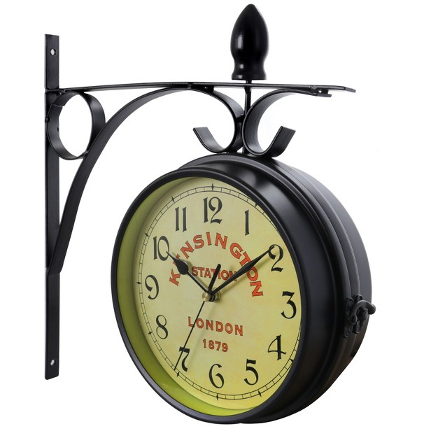 Bedford Clock Collection Double Sided Wall Clock Vintage Antique look Mount Station Clock