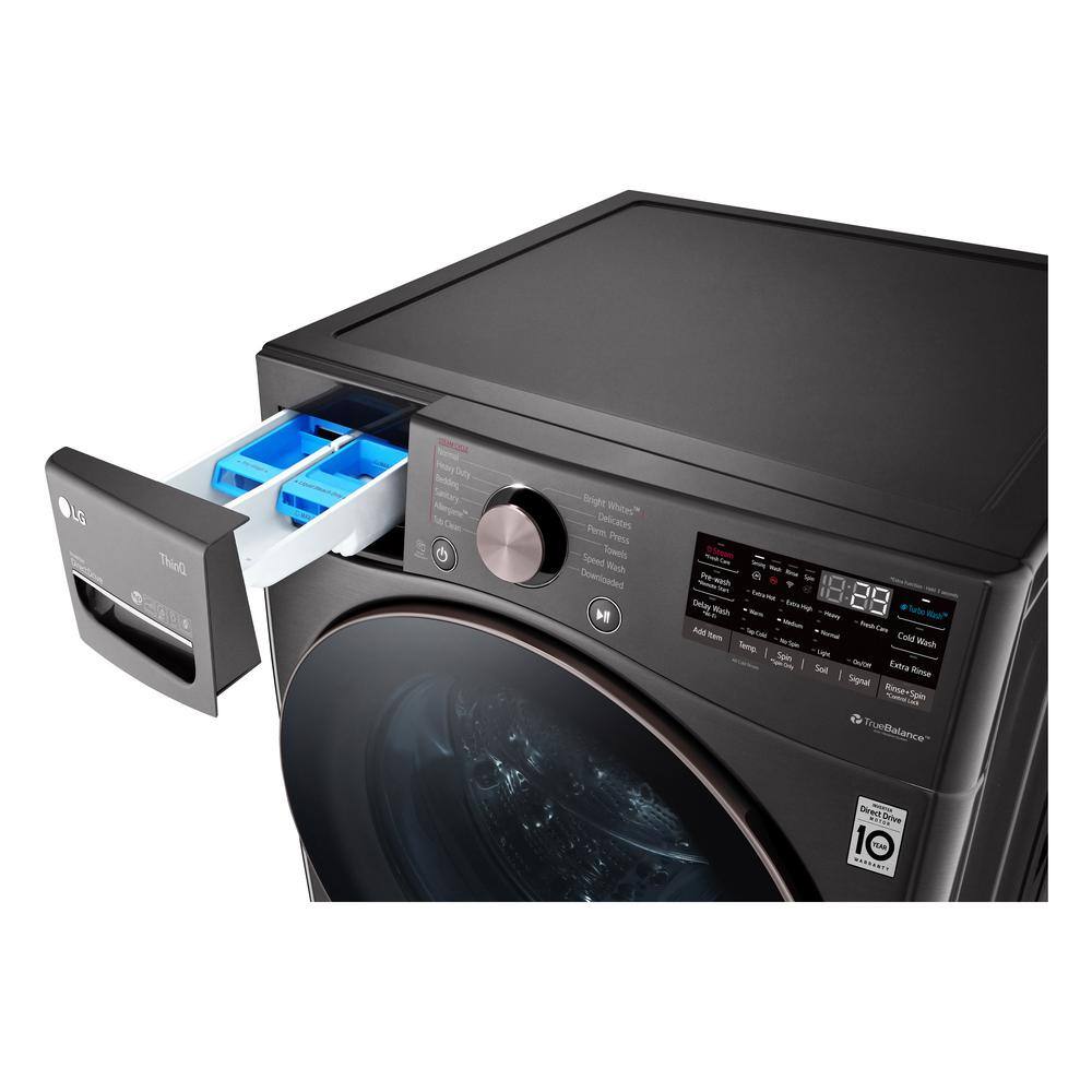 LG 4.5 Cu. Ft. Stackable SMART Front Load Washer in Black Steel with Steam and TurboWash360 Technology WM4000HBA