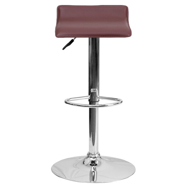 2 Pack Contemporary Vinyl Adjustable Height Barstool with Solid Wave Seat - 15