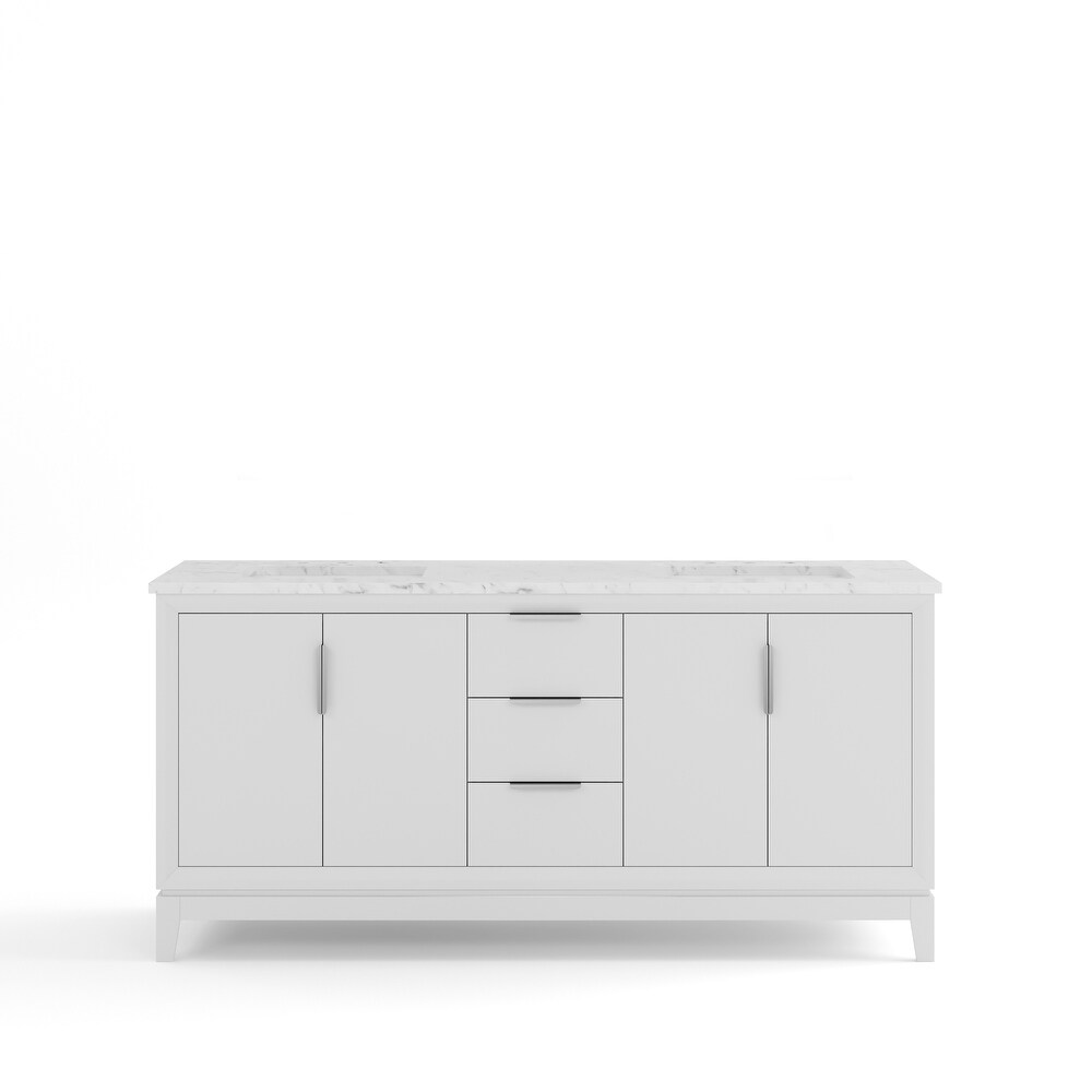 Elizabeth 72 Inch Double Sink Carrara White Marble Vanity