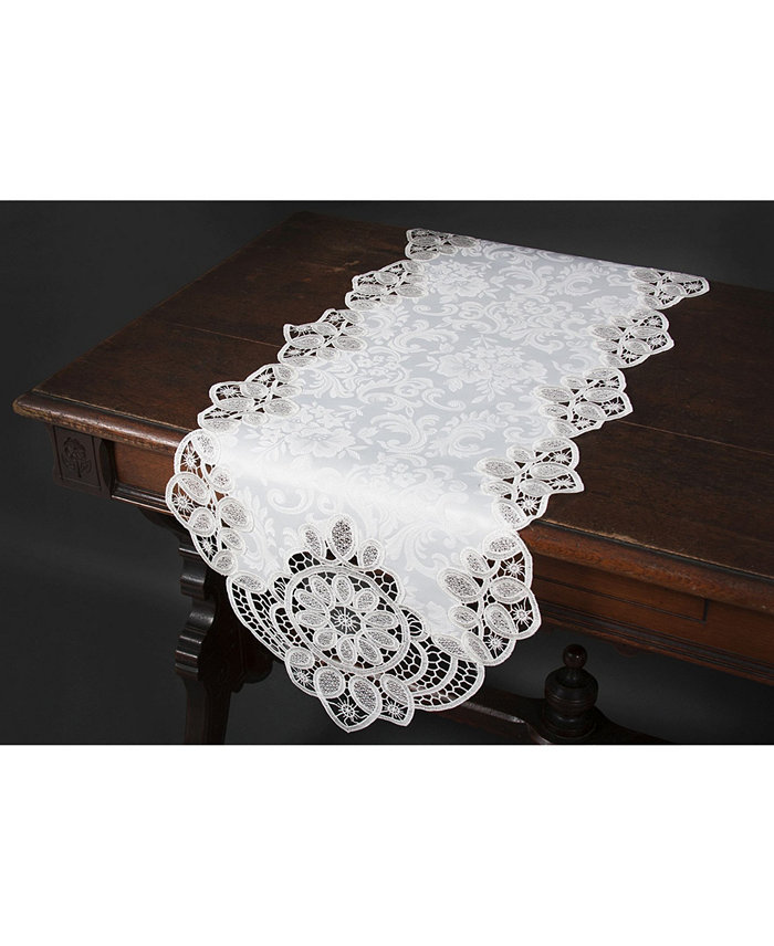 Xia Home Fashions Antebella Lace Embroidered Cutwork Table Runner 15 x 108