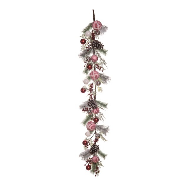 Transpac Artificial 60 In Multicolor Christmas Peppermint Stripe Garland