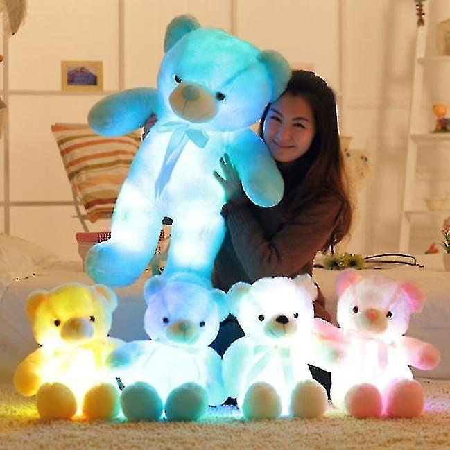 Cht-led Luminous Cute Teddy Bear Doll Pillow Toy