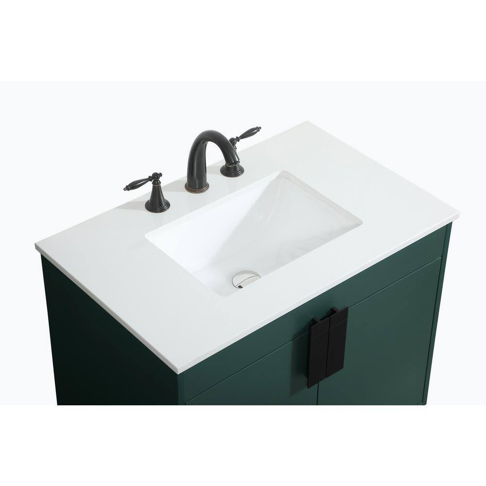 Timeless Home 19 in. W x 30 in. D x 33.5 in. H Bath Vanity in Green with Ivory White Quartz Top TH97660MGN