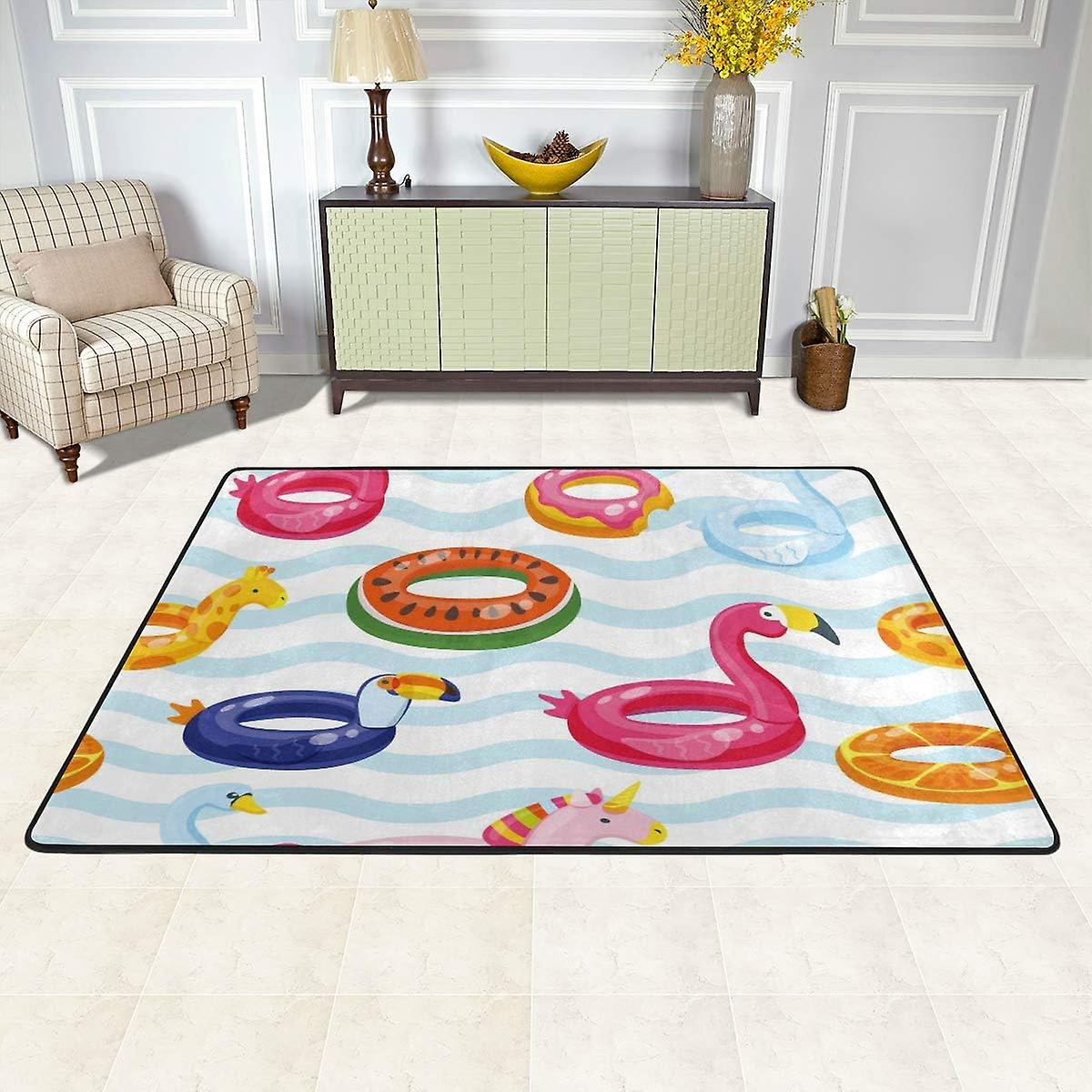 Colourlife Swimming Pool Float Rings Pattern Lightweight Carpet Mats Area Soft Rugs Floor Mat Doormat Decoration For Rooms Entrance 36 X 24 Inches