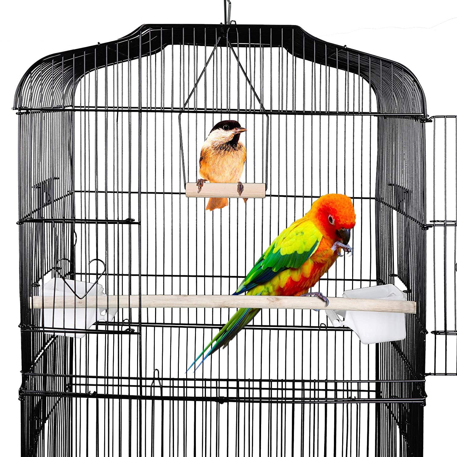 ZENSTYLE 59.3'' Bird Cage with Rolling Stand Wrought Iron Birdcage Medium Pet House