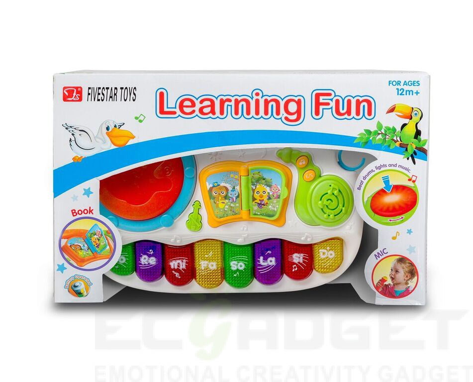 Play Baby Toys Discover And Play Music， Magical Piano With Sing Along Karaoke MIcrophone and Tap Me Drum Effect and Twisted DJ