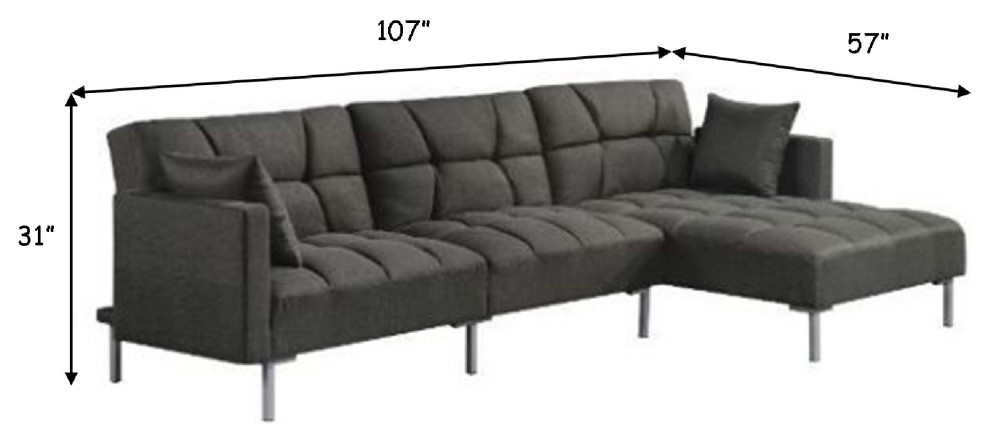 Benzara BM269040 Reversible Sectional Sofa  Adjustable Back/Metal Feet  Gray   Contemporary   Sectional Sofas   by Uber Bazaar  Houzz