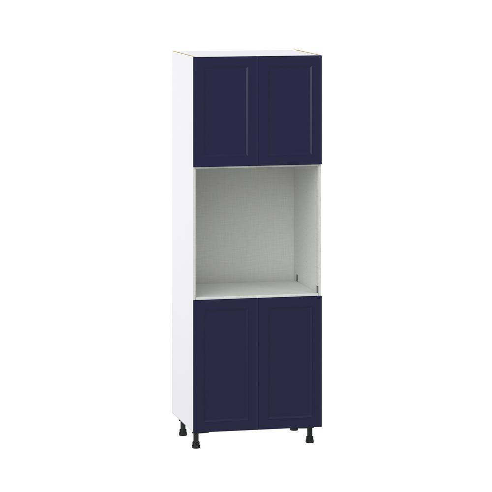 J COLLECTION Devon 30 in. W x 89.5 in. H x 24 in. D Painted Blue Shaker Assembled Single Oven Kitchen Cabinet DSTO3089.5-DV