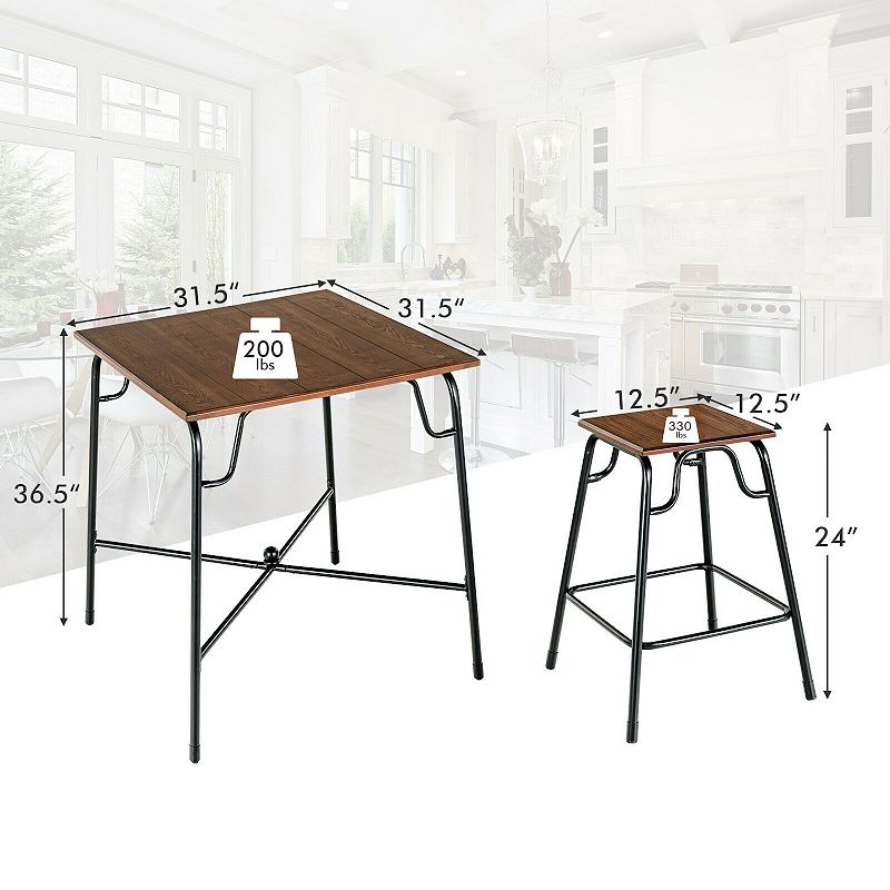 5 Pieces Bar Table Set with 4 Counter Height Backless Stools