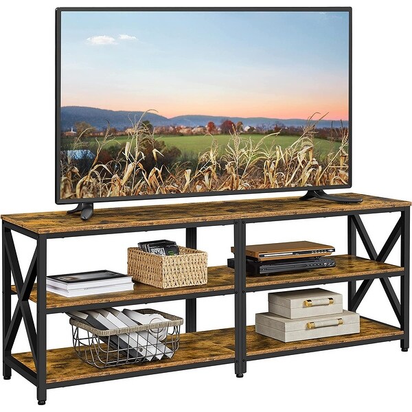 3 Tiers TV Stand for up to 70 Inch TVs， Industrial Media Entertainment Center TV Stand with Storage Shelves for Home