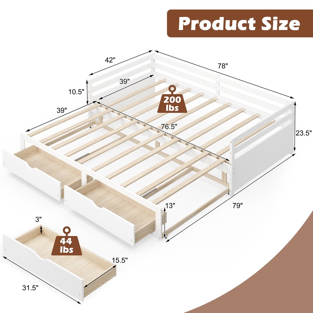 Costway Twin to King Daybed with 2 Drawers Wooden Sofa Bed for   See Details