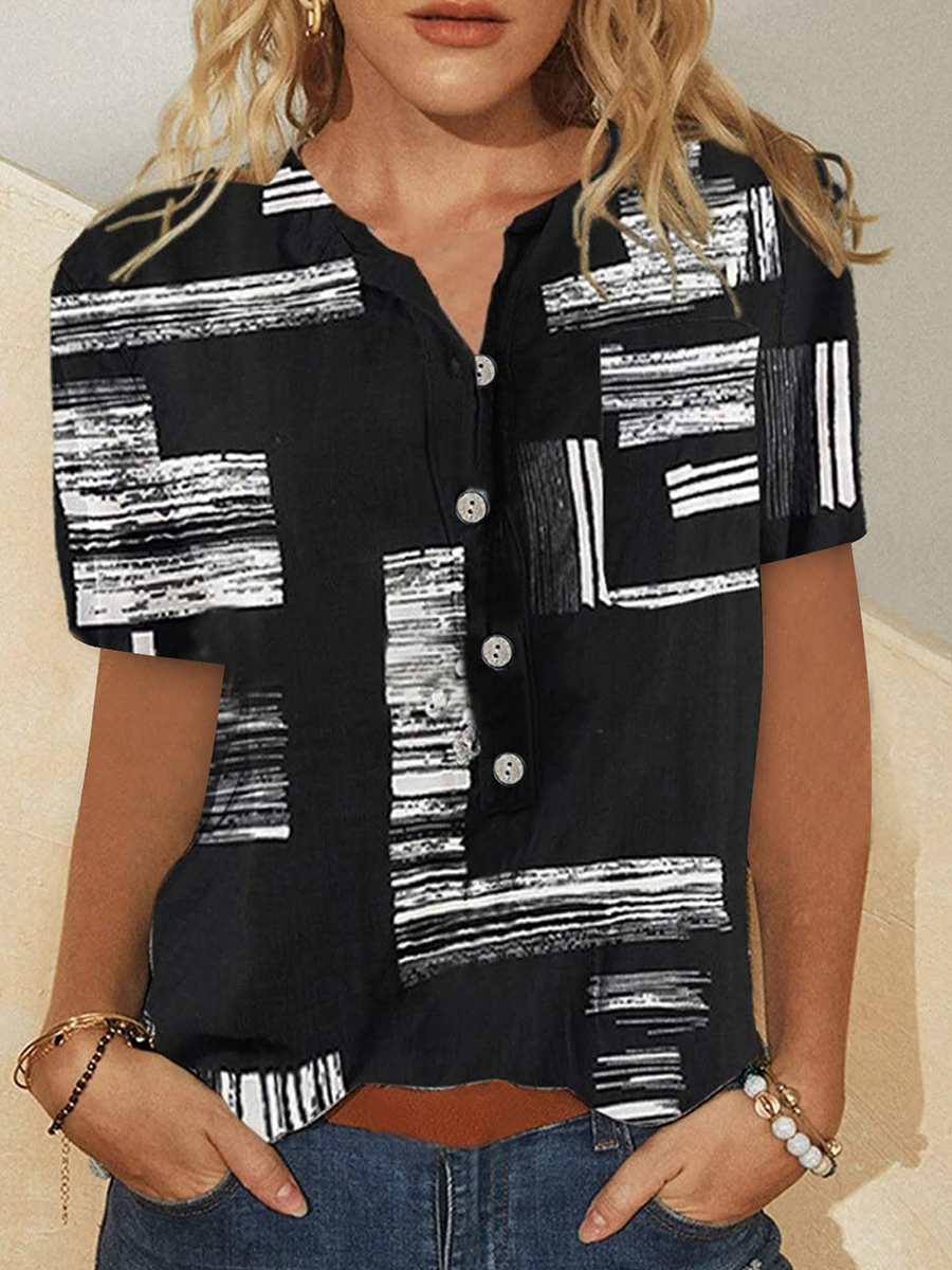 Short Sleeves Printed Women Fashion Blouses