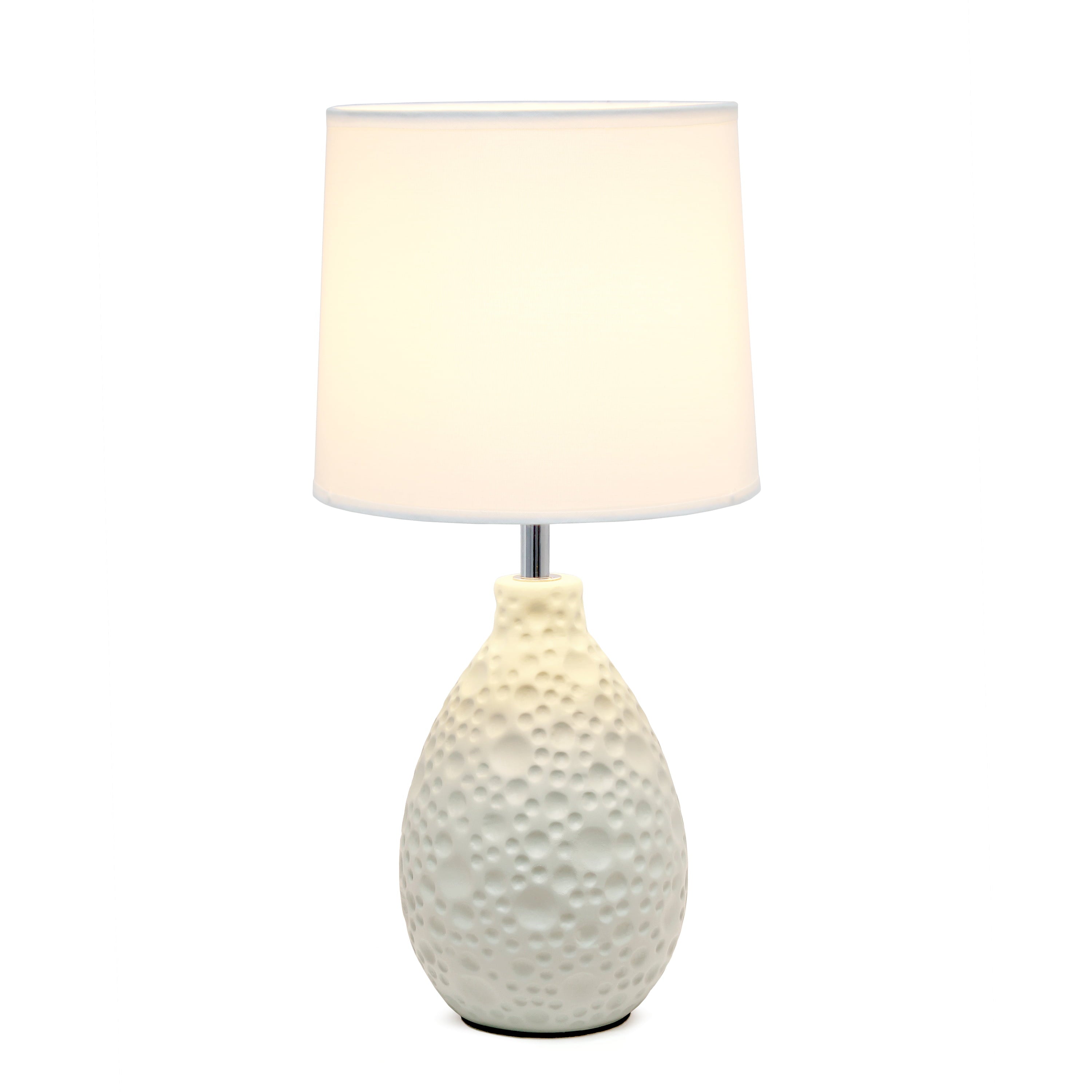 Simple Designs White Texturized Ceramic Oval Table Lamp