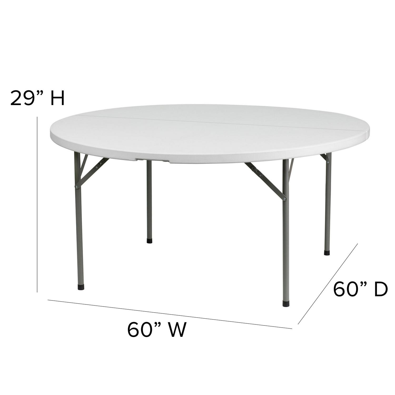 Flash Furniture 5Foot Round Granite White Plastic Folding Table  Crowdfused