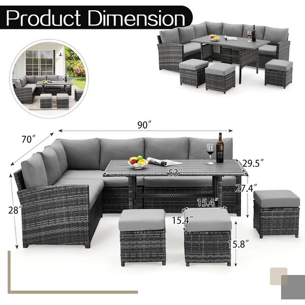 AECOJOY 7 Pieces Patio Furniture Set Outdoor Sectional Sofa Rattan Conversation Set