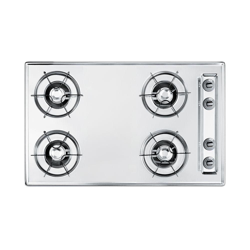 Summit Appliance 30 in Gas Cooktop in Chrome with 4 Burners