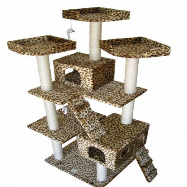 Go Pet Club 72-in Cat Tree and Condo Scratching Post Tower， Brown