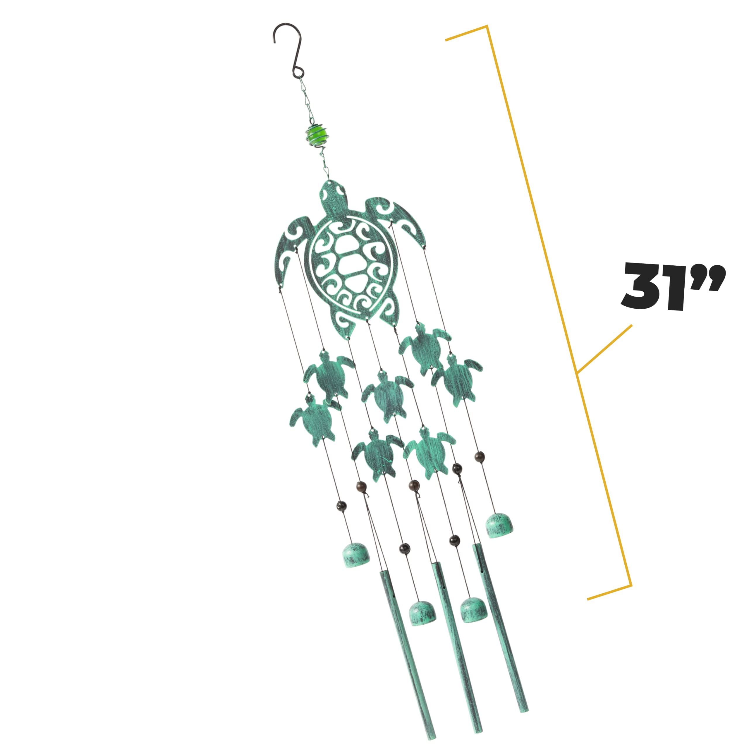 VP Home Tribal Turtles Outdoor Garden Decor Wind Chime (Rustic Sea Green