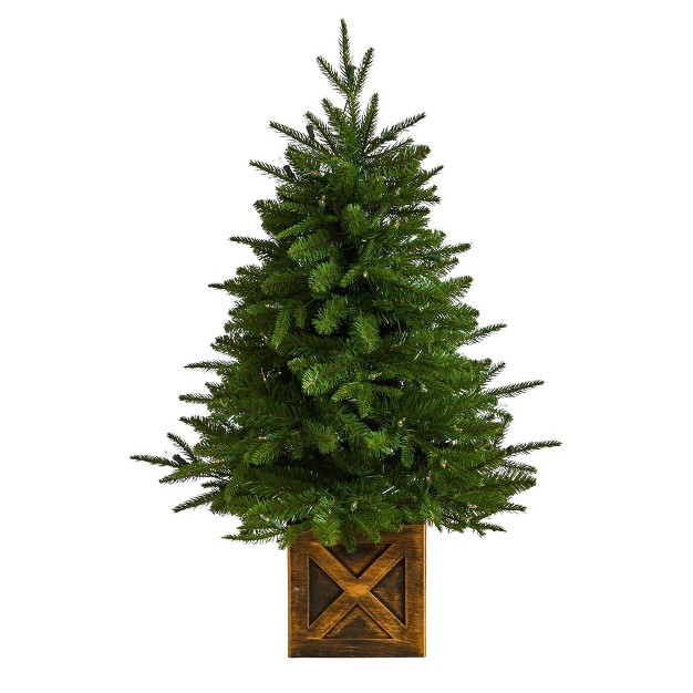 Nearly Natural 3-ft Finland Fir Artificial Christmas Tree In Decorative Planter