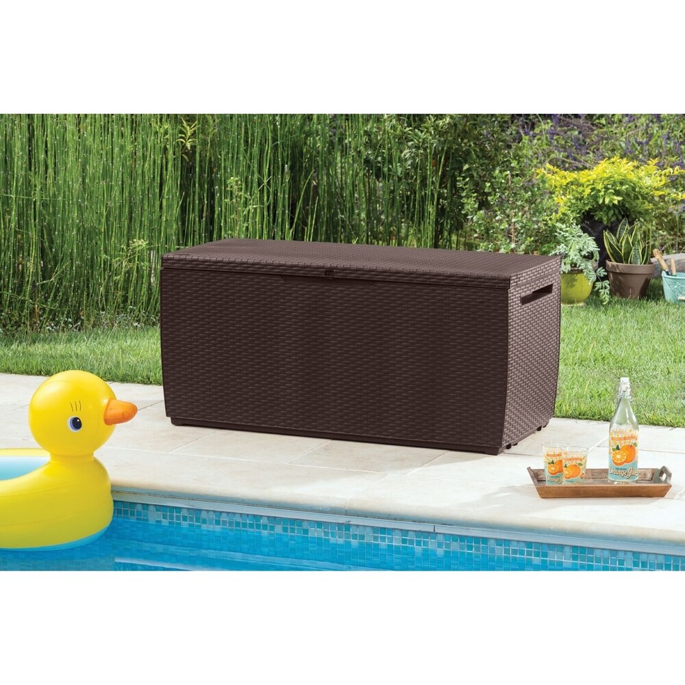 Keter Capri 80 Gallon Large Resin Deck Box Storage For Lawn Patio Furniture  Tools and Accessories