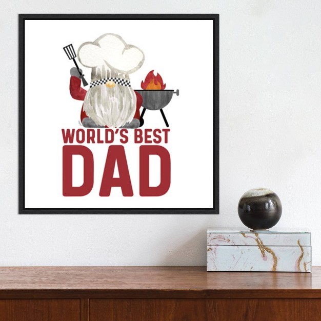 X 16 quot Father x27 s Day Gnome Dad By Tara Reed Framed Canvas Wall Art Black Amanti Art