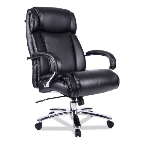 Alera Maxxis Series Big/Tall Bonded Leather Chair， Supports 500 lb， 21.42 to 25 Seat Height， Black Seat/Back， Chrome Base (MS4419)