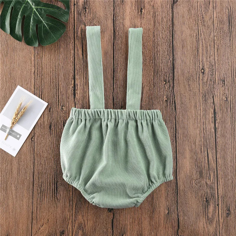 lioraitiin 0-24M Baby Boys Rompers Girls Cute Corduroy Suspender Rompers Baby Summer Kids Clothing Toddler Shorts Bottoms