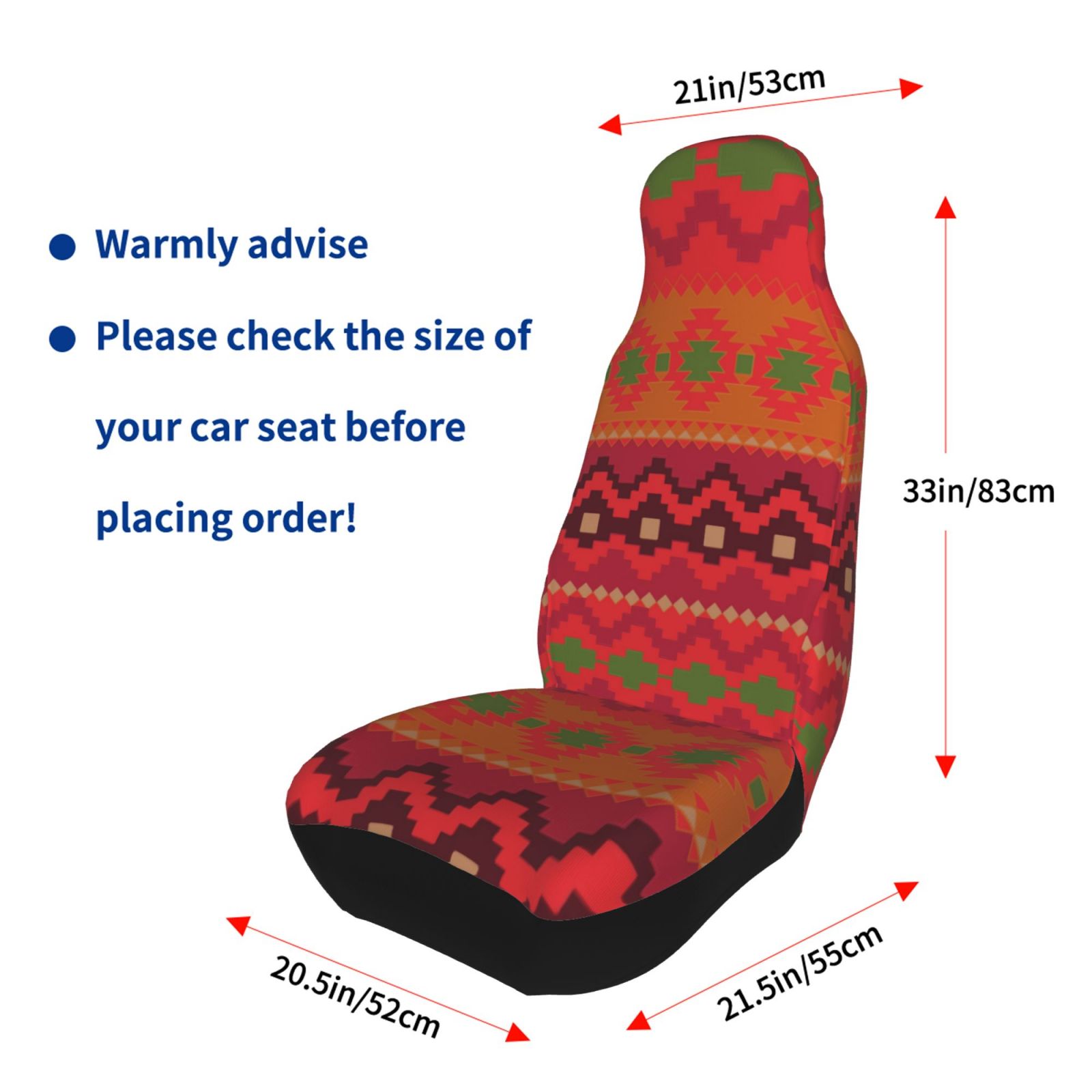 TEQUAN Front Seat Covers， Maya Aztec Texture Pattern 2 Piece Car Seat Cover Fit Most Car SUV Truck Van