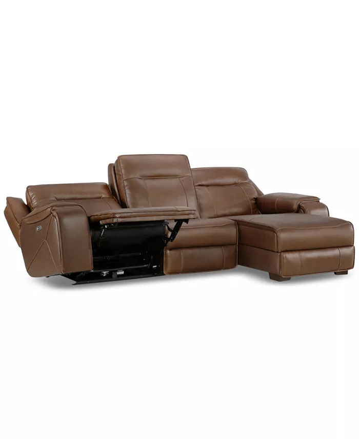 Furniture Hansley 3-Pc. Leather Sectional with Power Recliner and Chaise