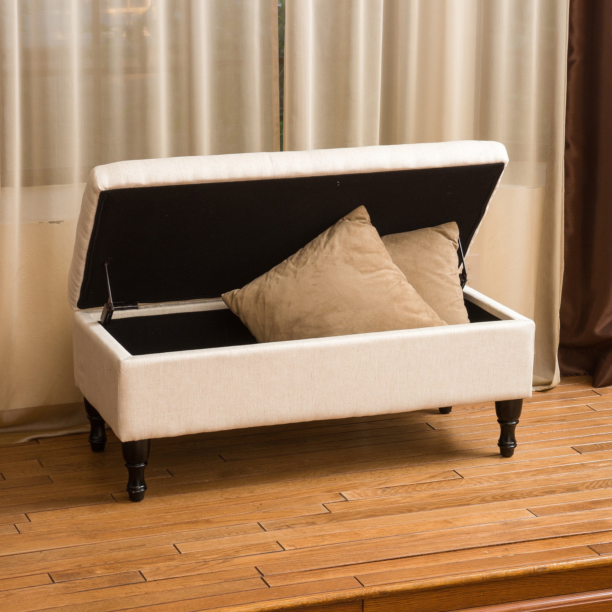 Logan Linen Storage Ottoman Bench