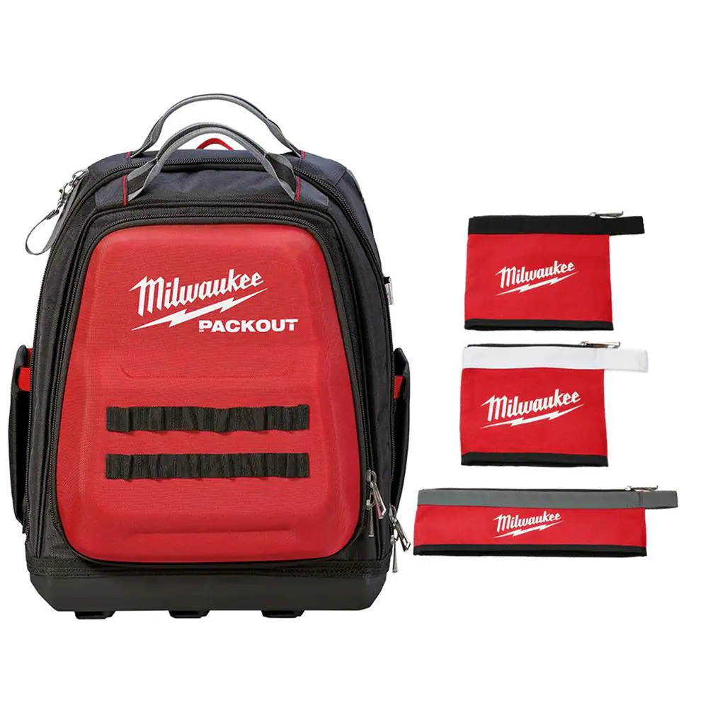 Milwaukee 15 in. PACKOUT Backpack with (3-Pack) Multi-Size Tool Bags