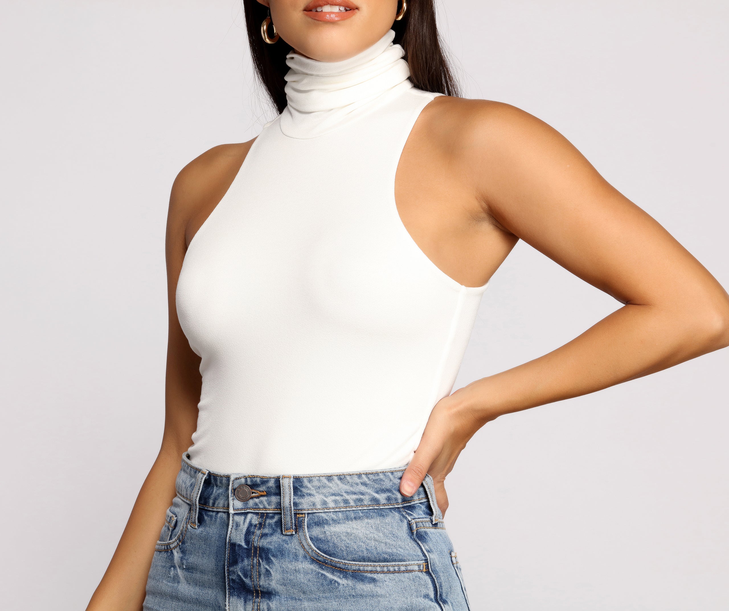 Captivate Me Basic Crepe Sleeveless Bodysuit