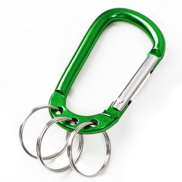 Unique Bargains Aluminum D Ring Carabiner With 3 Key Ring Green 1 Pc