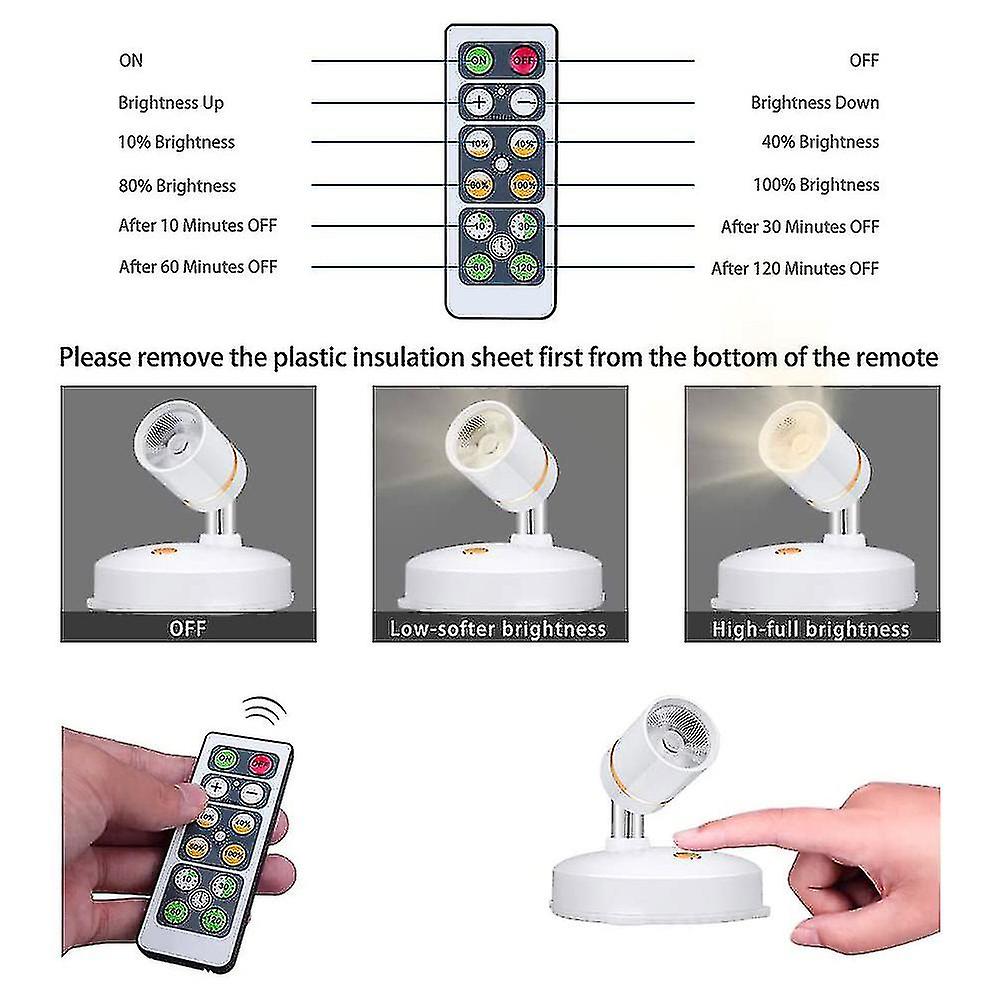 Wireless Spot Lights Battery Operated Accent Lights Indoor Dimmable Led Spotlight Anywhere Rotatabl Fule53