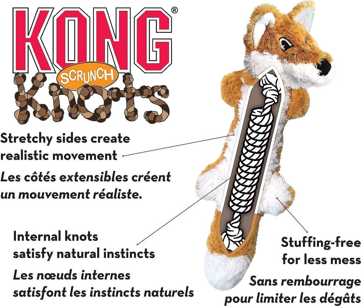 KONG Scrunch Knots Fox Dog Toy