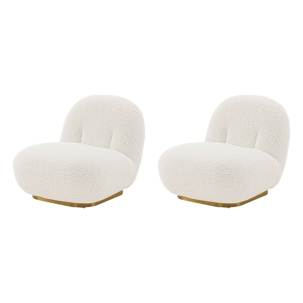 Set Of 2 Edina Modern Boucle Upholstered Accent Chairs White Manhattan Comfort