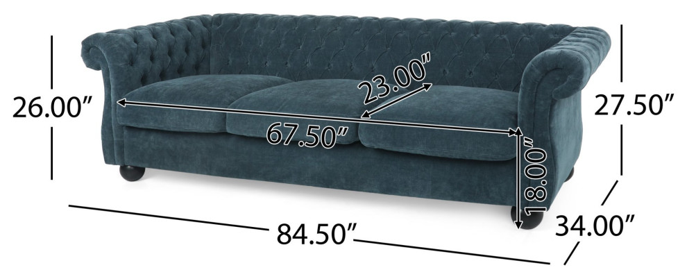 Chesterfield Sofa  Rolled Arms  ampDiamond Tufted Backrest   Traditional   Sofas   by Decorn  Houzz