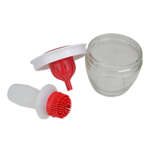 Red And White Silicone Basting Brush And Bowl Set