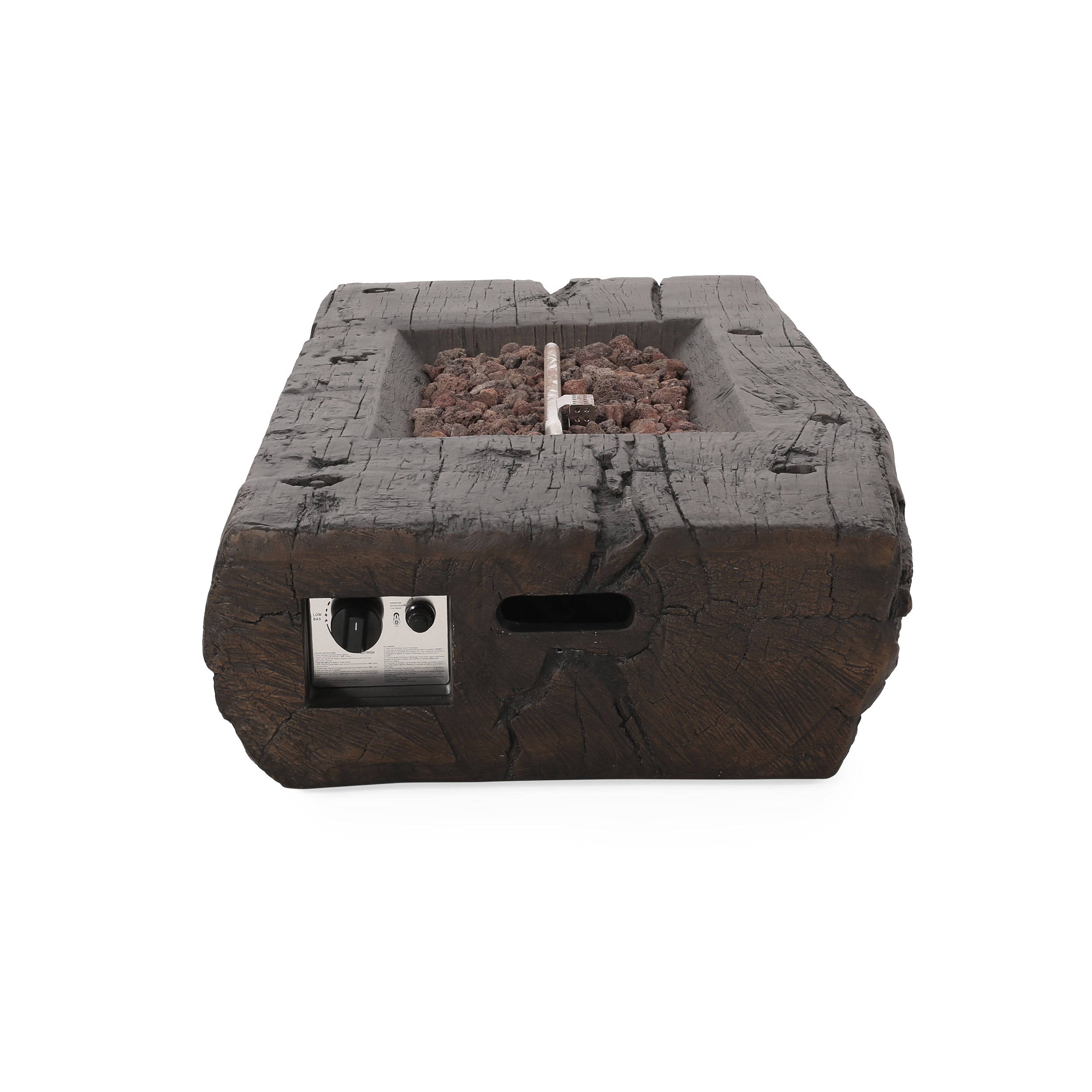 Carolina Outdoor 40,000 BTU Lightweight Concrete Wood Finish Fire Pit (No Tank Holder), Brown