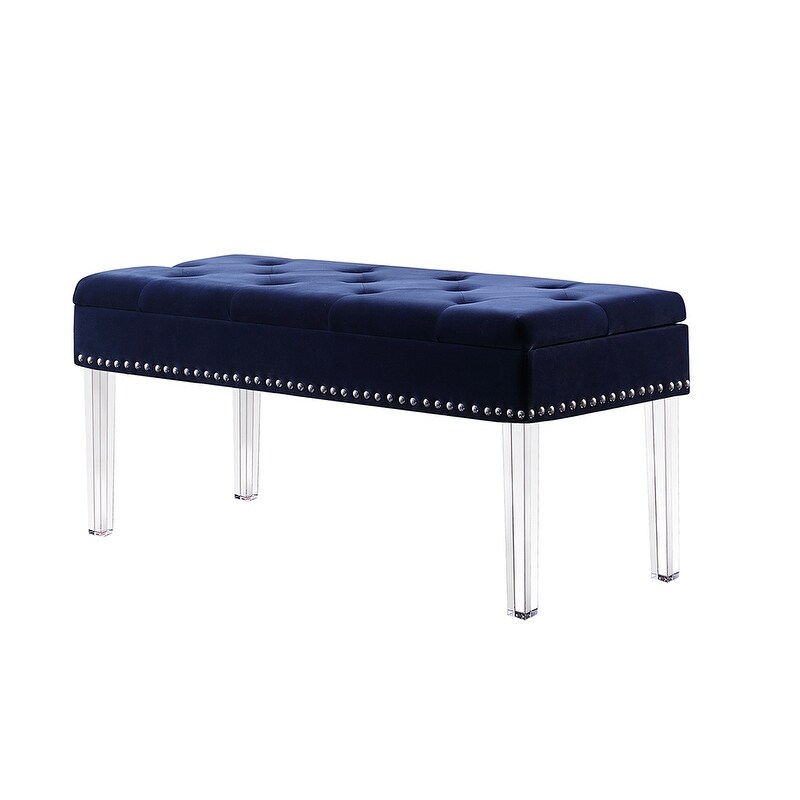 Upholstered Tufted Mid Century 18 inch Storage Bench