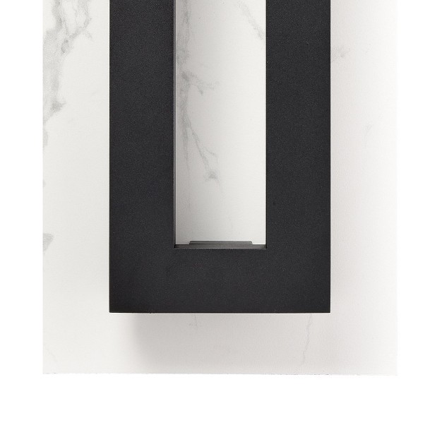 C Cattleya Matte Black Integrated Led Outdoor Wall Light With White Rock Slab