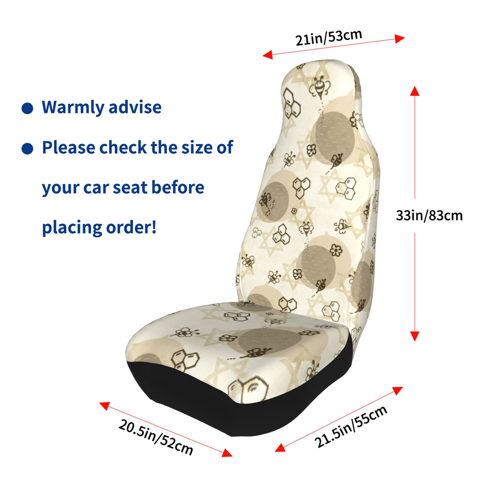 ZICANCN Car Seat Cover Bee Doodle Print Car Front Seat Covers Protectors ， Automotive Seat Covers for Cars Trucks Suv