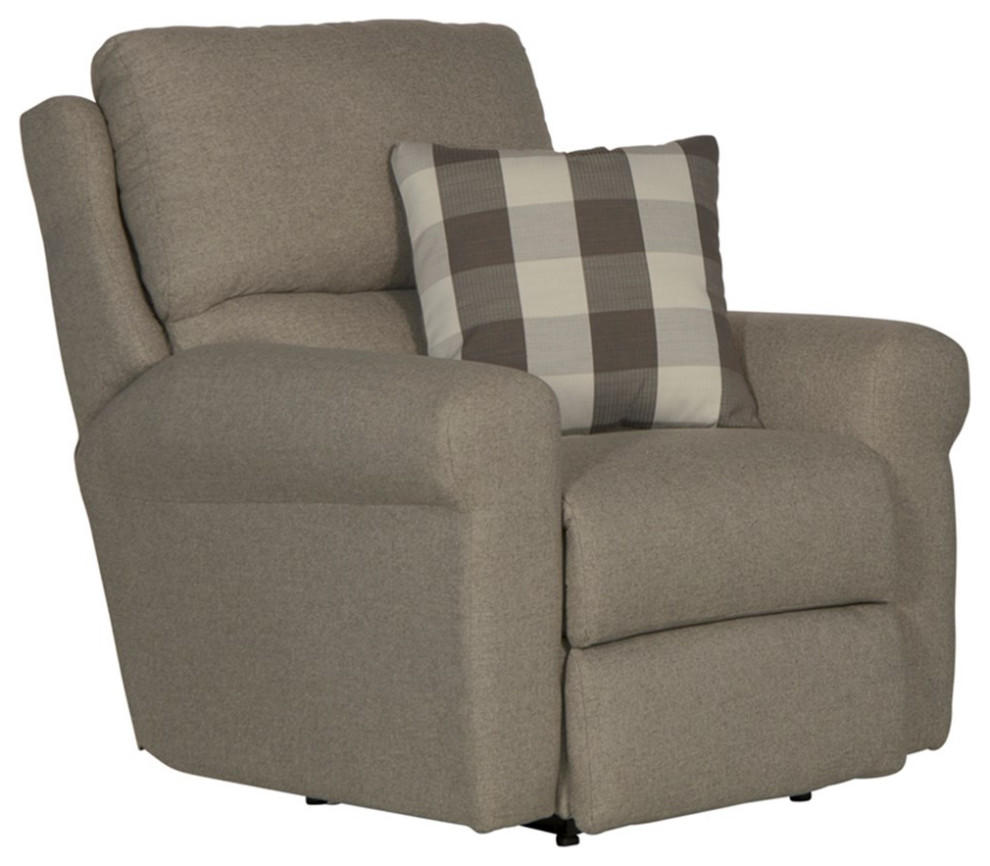 Catnapper Eastland Power Recliner in Gray Polyester Fabric with Accent Pillow   Transitional   Recliner Chairs   by Homesquare  Houzz