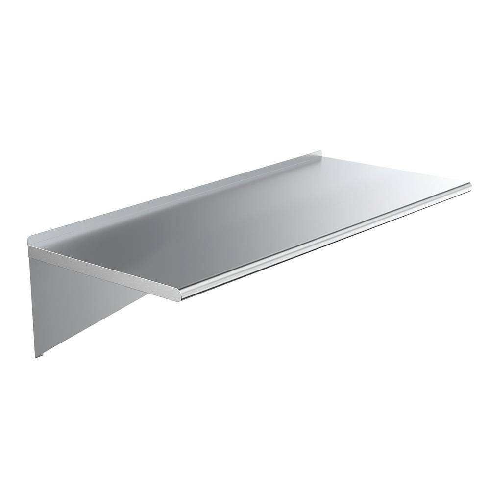 AMGOOD 24 in. x 60 in. Stainless Steel Wall Shelf. Kitchen Restaurant Garage Laundry Utility Room Metal Shelf with Brackets AMG WS-2460