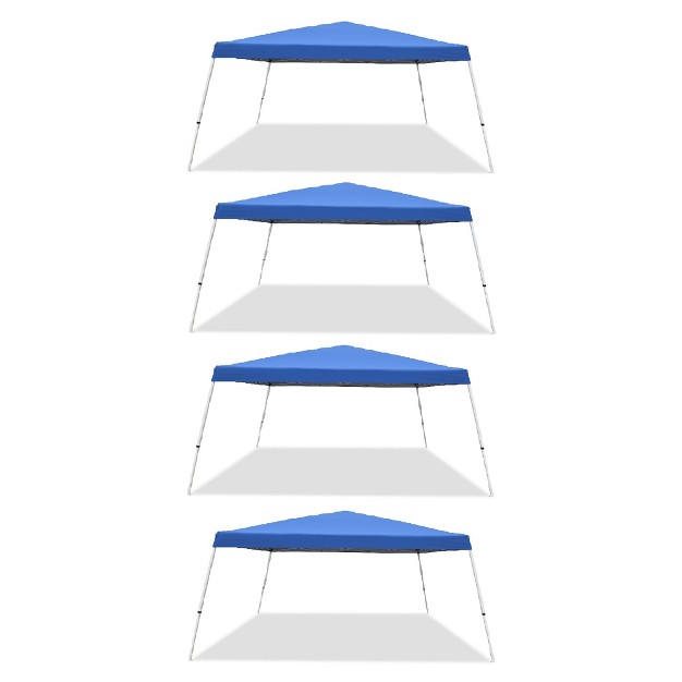 Caravan Canopy Pop up Tent V 12 X 12 Ft Slanted Leg Instant Shade Blue 4 Pack