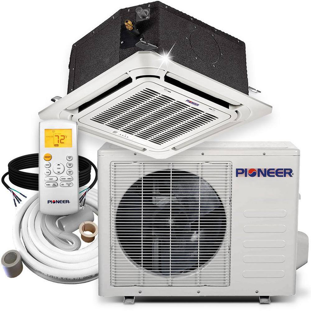 Pioneer 36000 BTU 3 Ton Ductless Mini Split 17.5 SEER 8-Way Cassette Air Conditioner with Heat Pump 230-Volt CYB036GMFILCBD-16