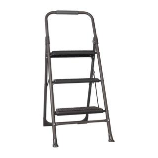 Amucolo 3-Step Steel Ladder，Folding Step Ladder Step Stool with Wide Anti-Slip Pedal，330 lbs. Load Capacity Bos-CYD0-4RE6